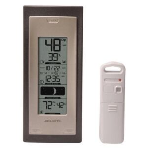 AcuRite- 8″ Digital Temperature and Humidity Monitor with Intelli-Time Clock Calendar